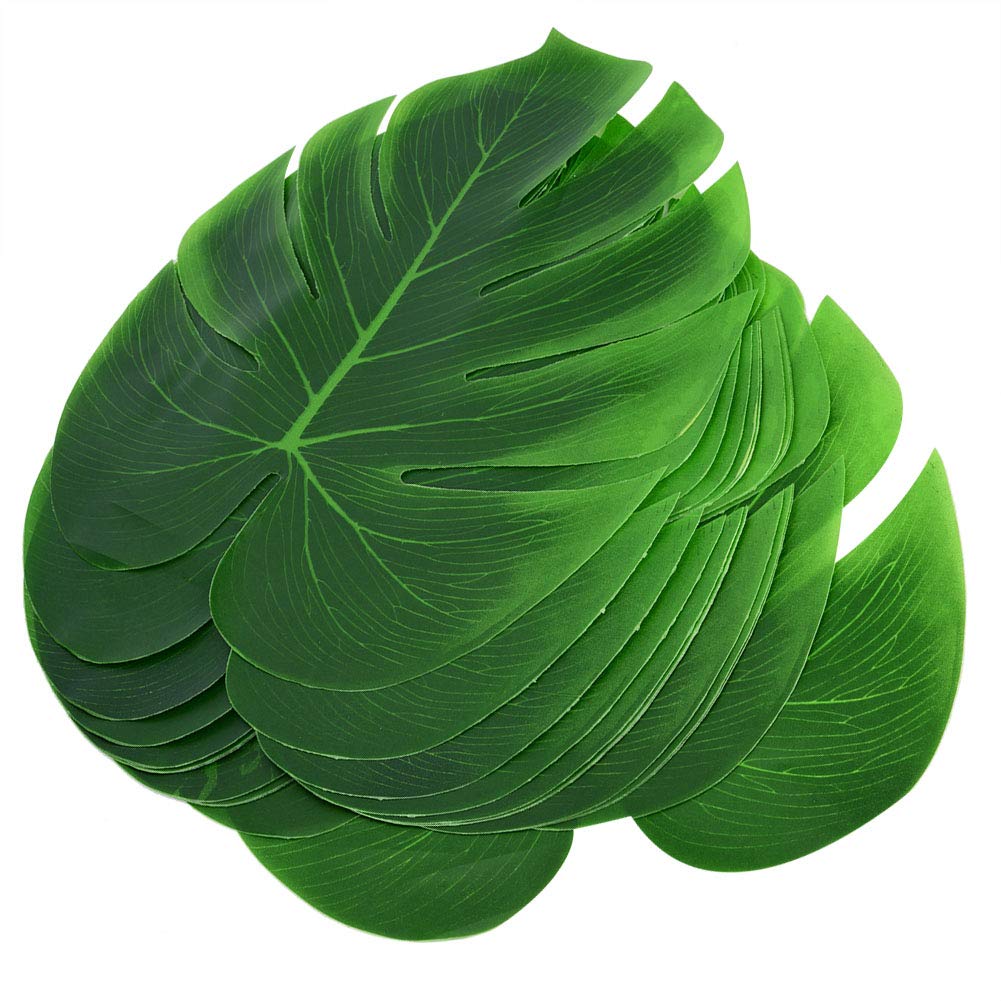 Alvinlite Monstera Leaf Placemat, Artificial Tropical Palm Leaves Party Table Decorations for Beach Jungle Party 12Pcs