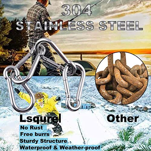 Spring Snap Hook, Lsqurel 304 Stainless Steel Carabiner Steel Clips Keychain Heavy Duty Quick Link For Camping Hiking Traveling Fishing (2.36Inch, 10) #TOP3