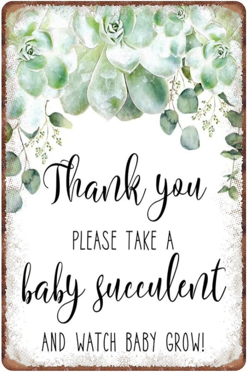 Kwqdozf Tin Sign-3 12X16inch Thank You Please Take A Baby Succulent And Watch Baby Grow Alumin