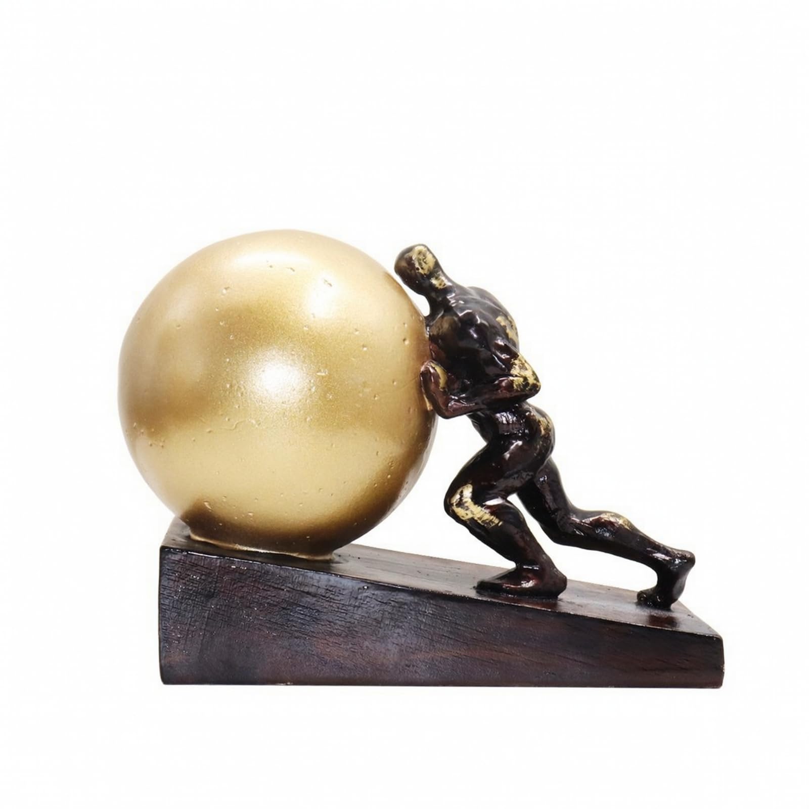 Handbemalte Harzfigur mit goldfarbener handbemalt stehende Tischfigur handgefertigt Dekofigur für Regal, Sideboard, 23cmx13x23cm, A