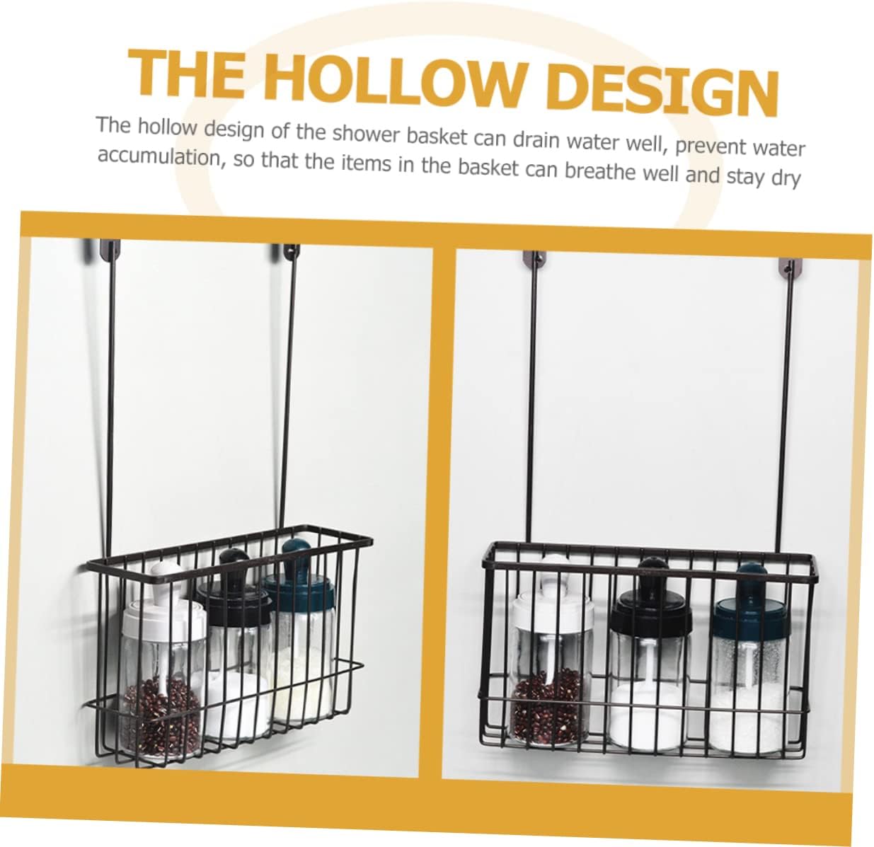 Cabilock Rustproof Iron Wire Over Door Hanging Basket for Kitchen and Bathroom Cabinets No-drill Installation Hollow Design for Water Drainage Storage for Spaces