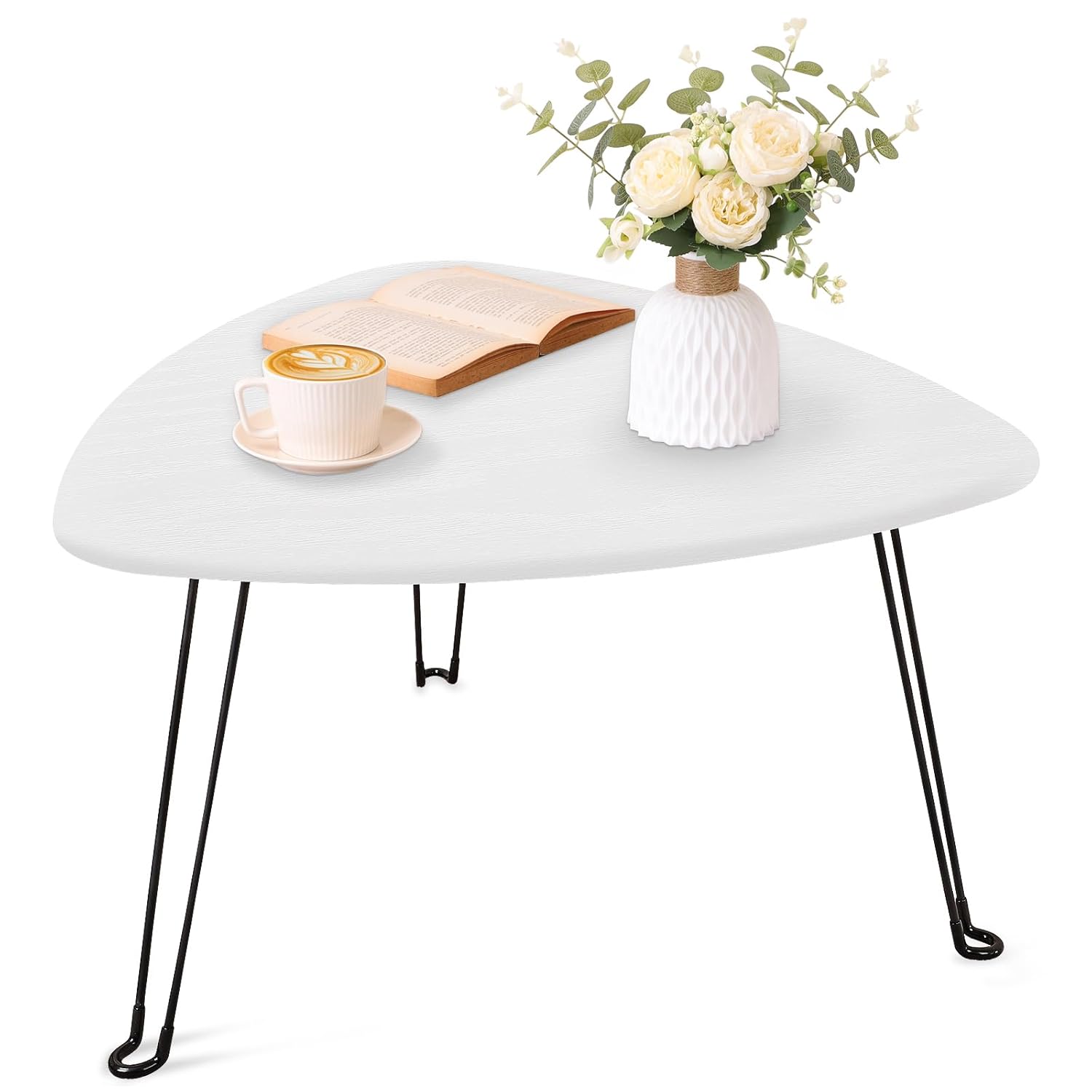 Coffee Table for Small Spaces White Folding Wooden Triangle Center Sofa Tables Simple Design Droplet Coffee Table with