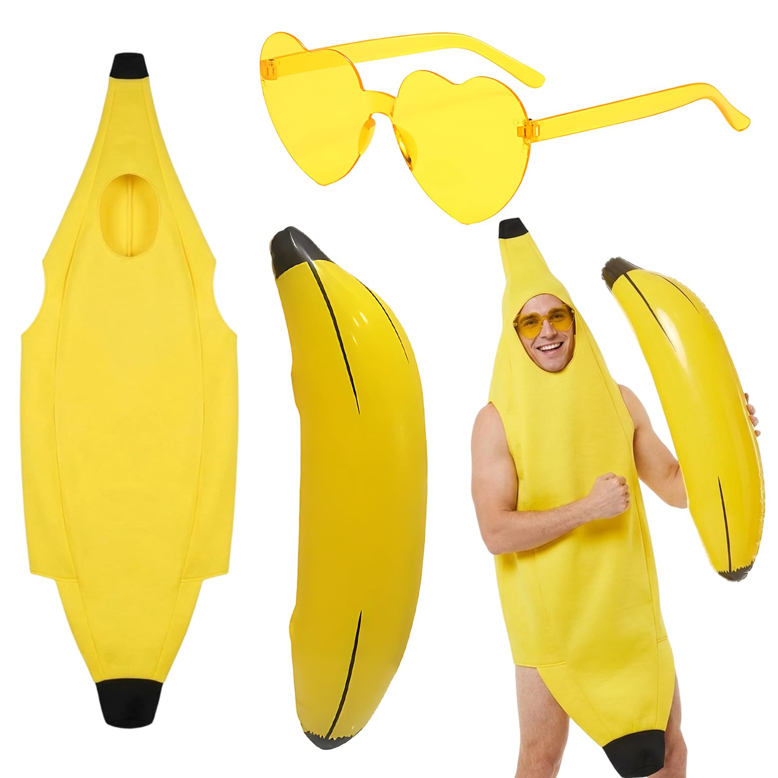 TZMFHD 3-Piece Banana Pyjamas Outfit for Adults, Banana Costume, Funny Costumes, Humorous Costume for Social Gatherings and Gift Giving