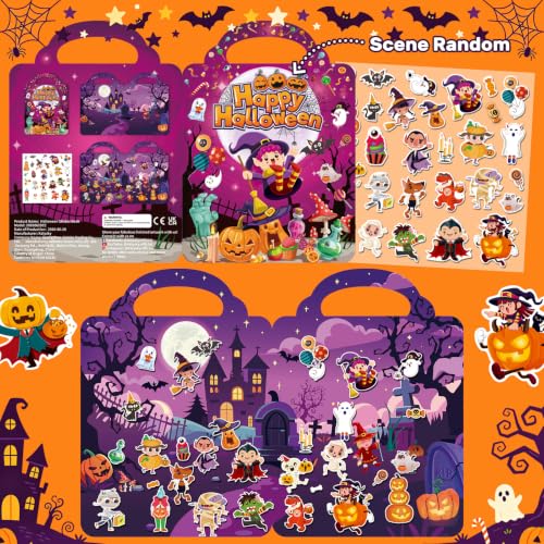 Kalysky 3 Pack Halloween Reusable Sticker Books for Toddlers 2-4 | 3D Puffy Sticker Book for Kids Ages 3-5, Halloween Stickers for Kids, Halloween Gifts & Toys for Toddlers - image 5