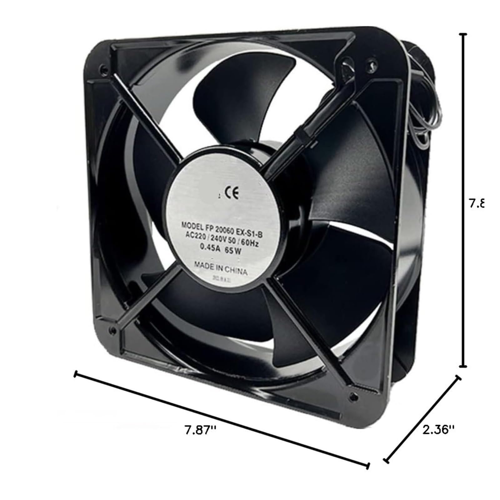 Ventilateur de refroidissement double ligne 220/240 V 0,45 A 65 W 2500 tr/min 200 x 200 x 60 mm