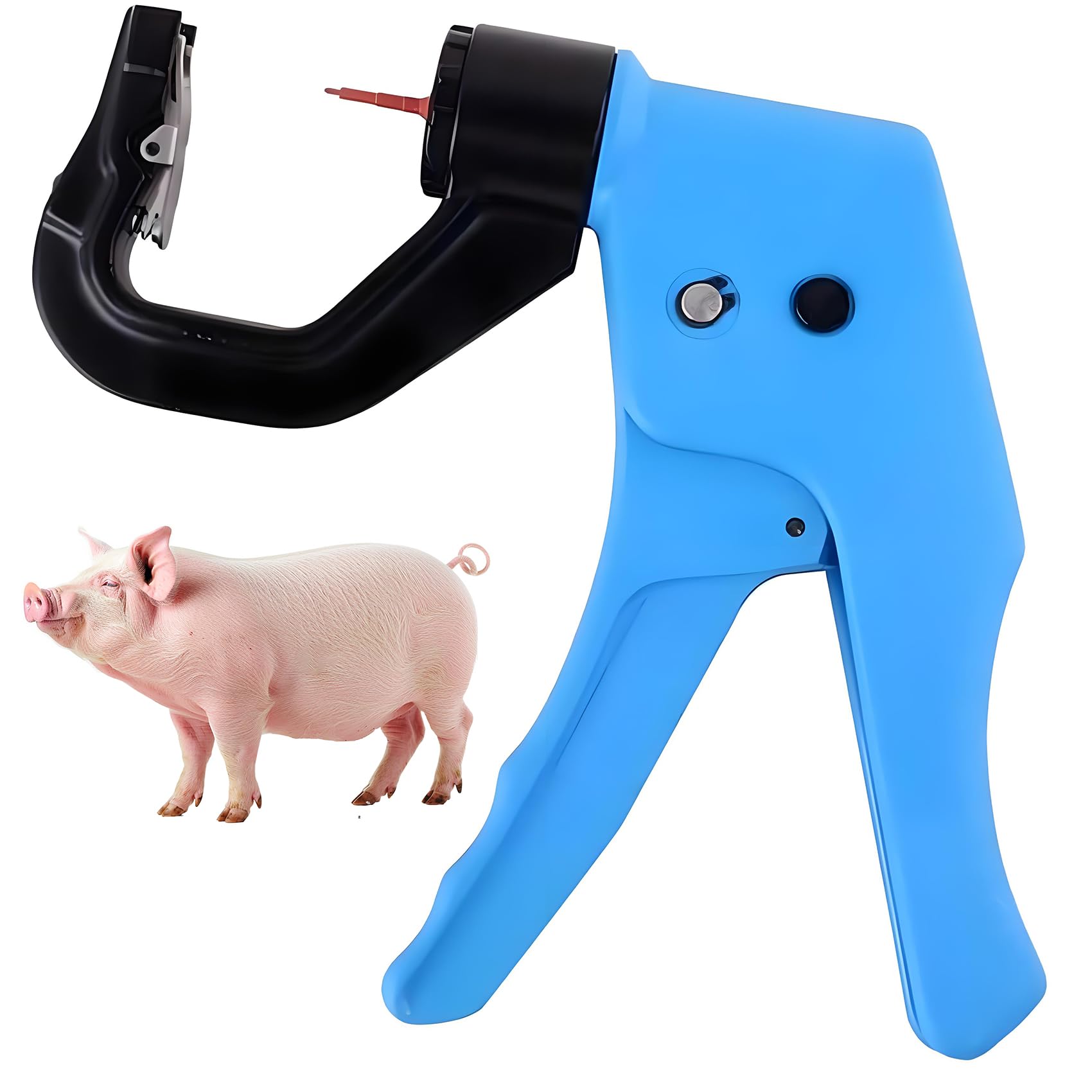 Pinza per etichette auricolari, applicatore automatico di rimbalzo per bestiame, design verticale con ganasce girevoli, ideale per maiali, pecore e capre