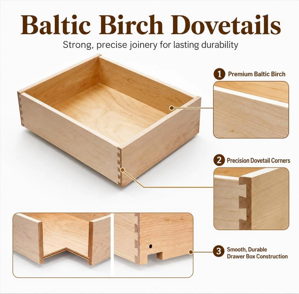 Built In USA - Dovetail Pull Out Drawer Box Only - Pull Out Tray (4" High 32" Wide - 22" Depth (No Slides))