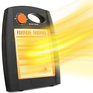 Infrared Space Heater-Portable Radiant Quartz Desk Heater, Indoor Use Home Office Bedroom with 2 Heat Settings, Quiet and Light without Fan, Overheat & Tip-Over Protection, Warm up Immediately