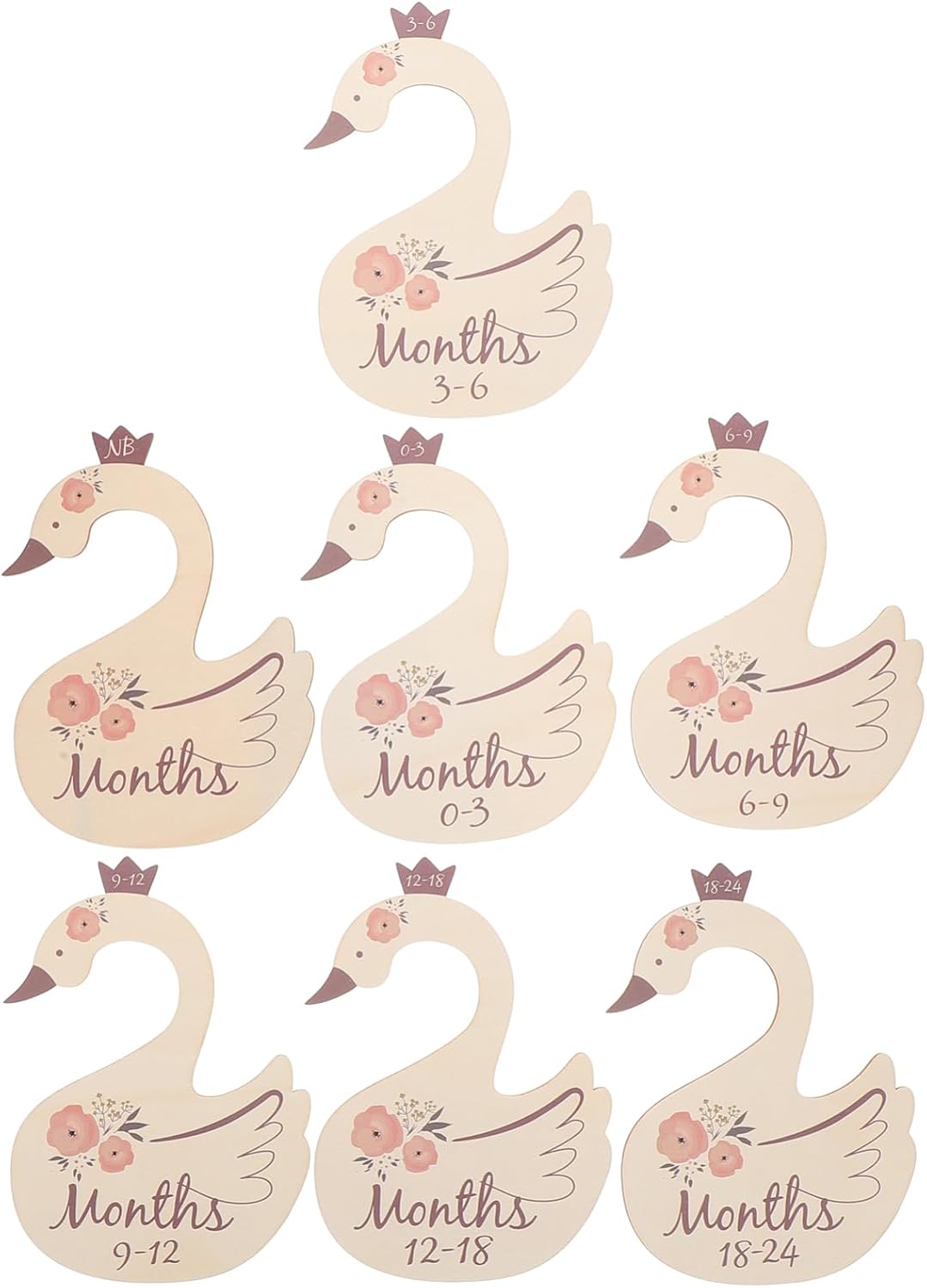 Cabilock Wooden Baby Closet Dividers Swan Decor 7pc Boys and Girls Hanger Divider for Boys Girls