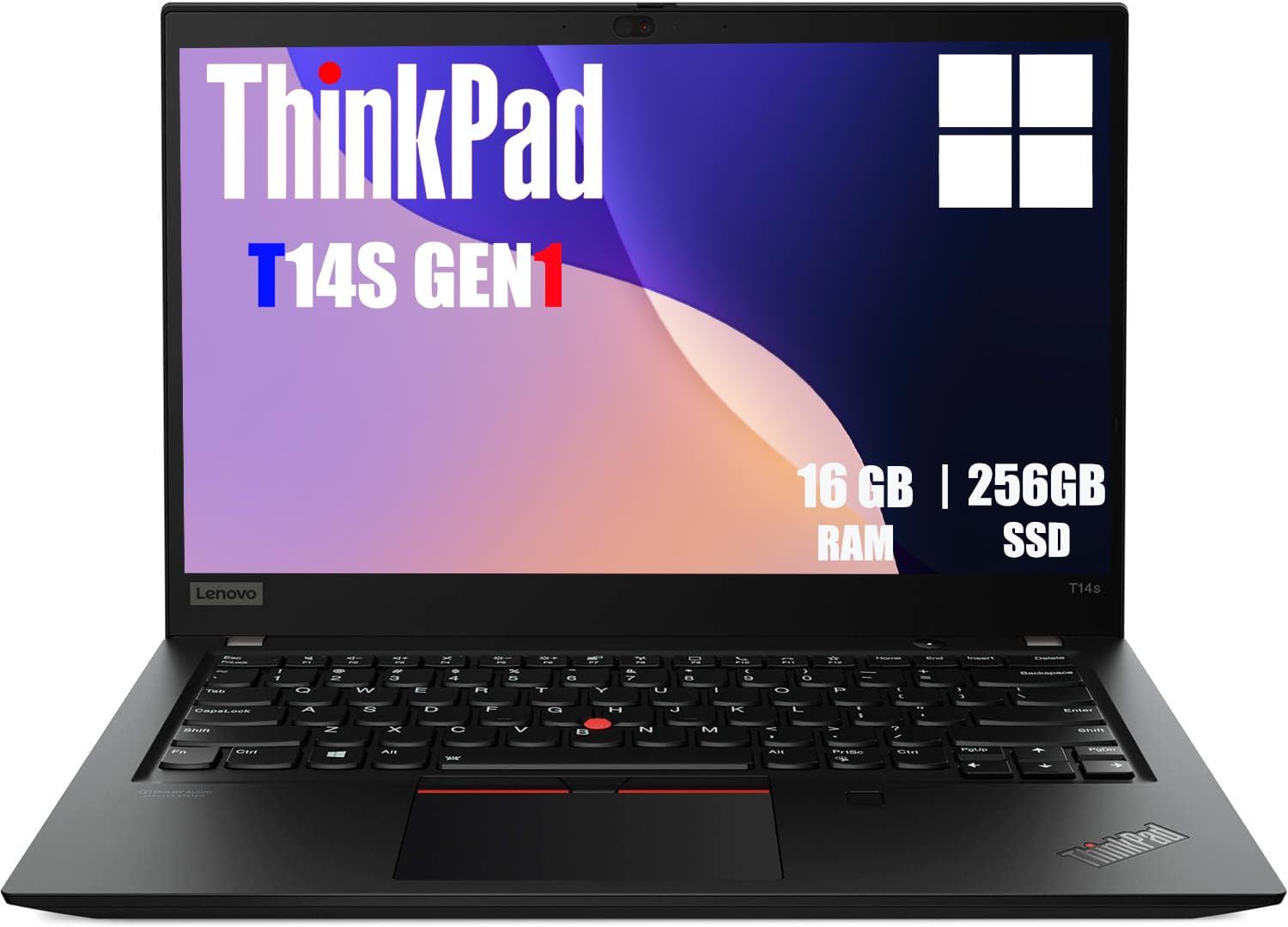 Lenovo Thinkpad T14s Gen 1 Ordinateur portable professionnel, ordinateur portable 14 pouces FHD, Intel Core i5-10210U, 16 Go DDR4, SSD NVMe 256 Go, clavier QWERTY américain, Windows 11 Pro (reconditio