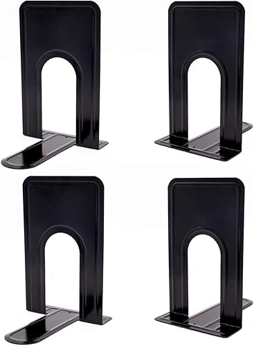 KINJOEK - 2 pares de 4 sujetalibros de metal de 8.3 x 5.1 x 6.5 pulgadas, soporte resistente para libros con almohadillas antideslizantes para disponible en Yaxa Peru