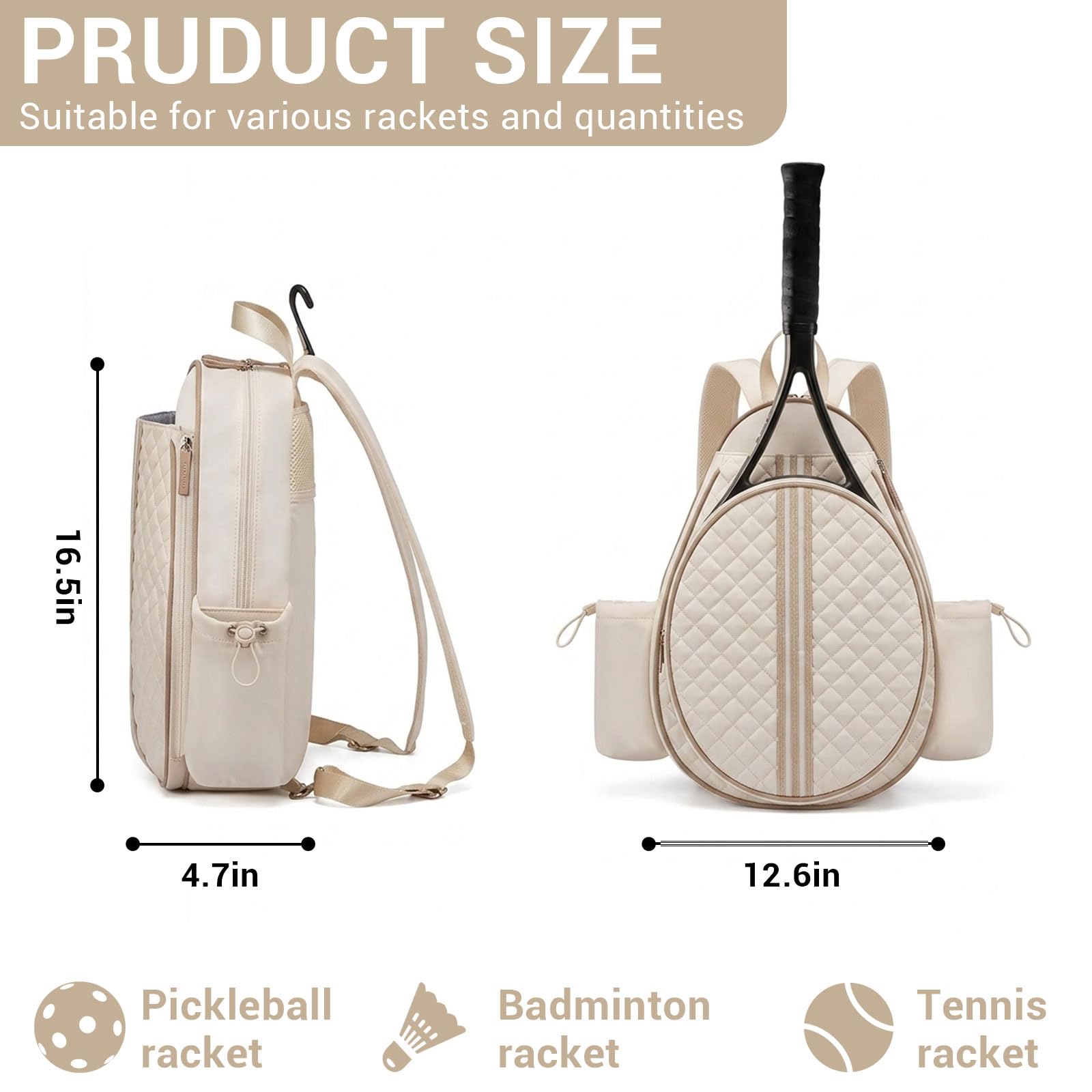 Tennisrucksack, Tennisrucksack Tennistasche, Unisex Tennistaschen für Damen Herren, Wasserdichter Tennis Rucksack für Tennisschläger Padel Tennis Badminton Tasche Sport Pickleball Tasche