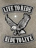 Live to Ride Ride to Live Large Embroidered Iron on Patch