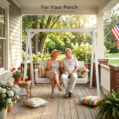 Image of VINGLI 6.2FT Wooden Porch Swing Frame for 4FT Swing, White