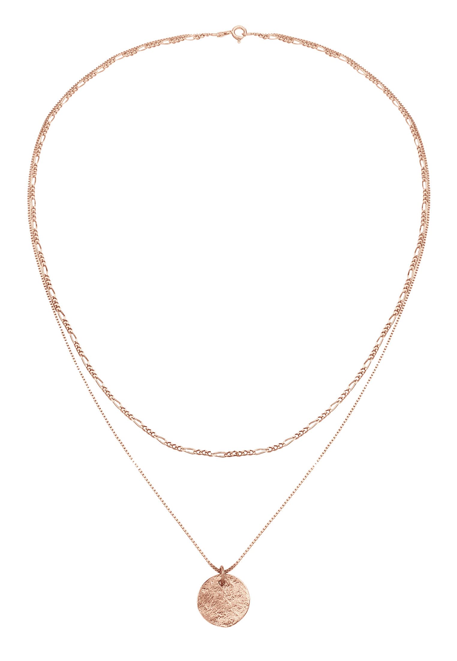 Elli Halskette Damen Layer Plättchen Anhänger Boho 925 Silber | Rosé Vergoldet