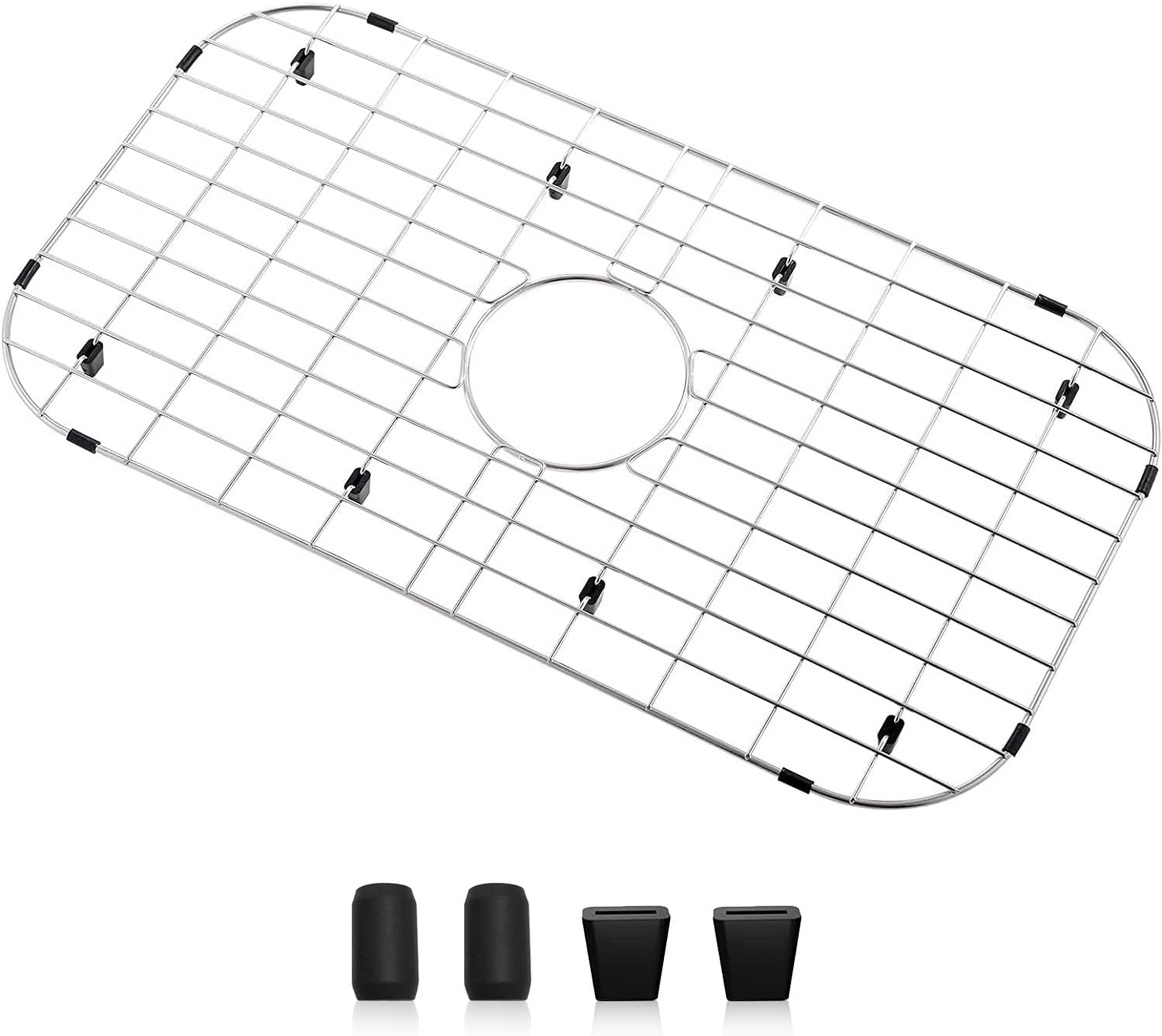 APPASO Sink Protectors for Kitchen Sink, 26-1/16" x 14-1/16", Center Drain Kitchen Sink Grid and Stainless Steel Sink Protectors, Sink Bottom Grid for Single Bowl Sink, Premium Sink Rack 26" x 14" Center Drain