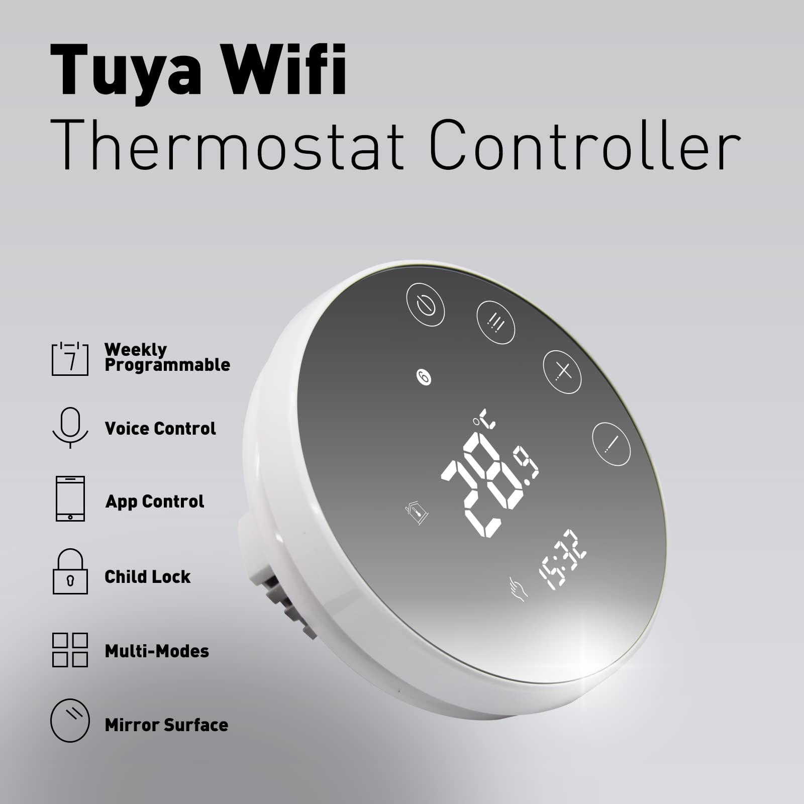 Beok Tuya inteligentny termostat termostat grzewczy termostat pokojowy Wifi inteligentny termostat ścienny do ogrzewania wody ogrzewanie podłogowe kompatybilny z Alexa, Google 3A TGR86WIFI