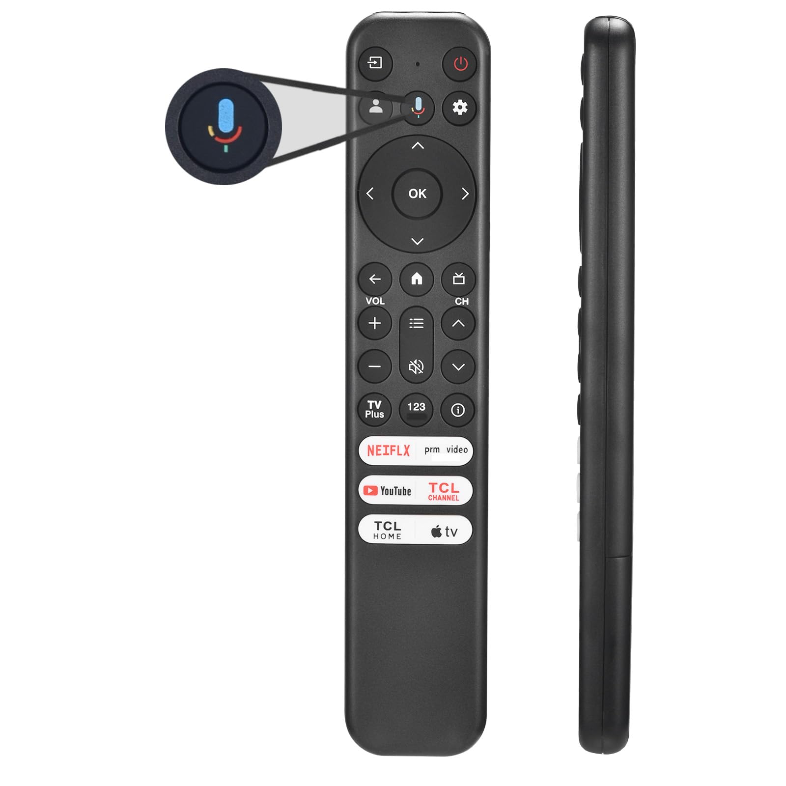 for TCL Google TV Remote, RC813 for Voice Replacement Control,for Android Mini-LED QLED 4K UHD Smart Television, with 6 Shortcut Buttons for NEIFLX/Prime/YouTube/TCL/Apple TV Buttons