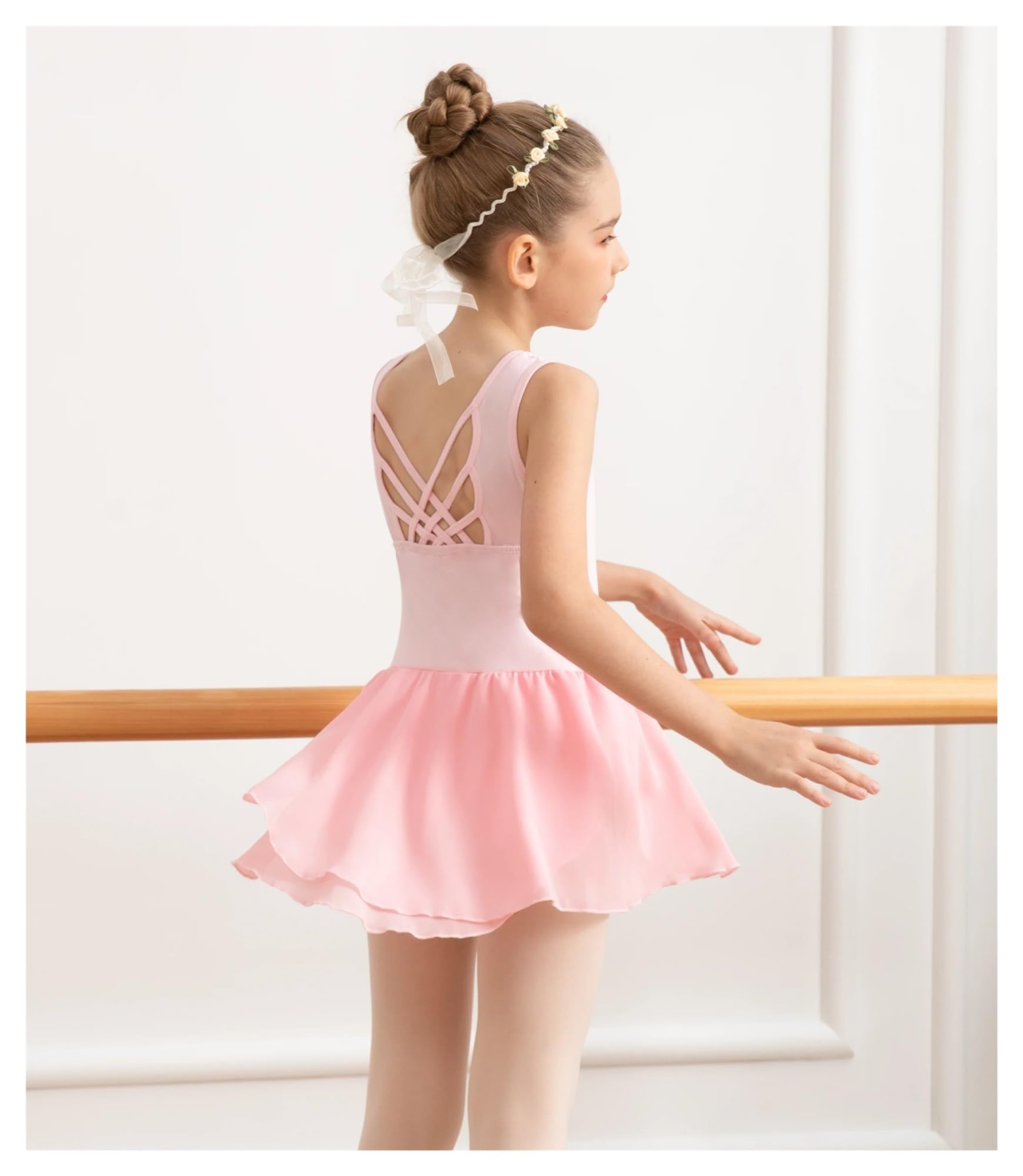 Mallas de Ballet sin Mangas for niñas con Falda, Vestido de Baile for niñas pequeñas, Linda Espalda Hueca con Mariposas(Dark Purple,XXL 10-12Y)