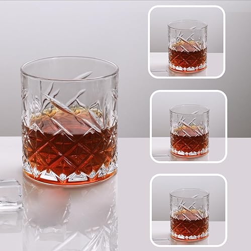 Old Fashioned - Juego de vasos de whisky de 11 onzas, vasos de whisky de cristal con caja de lujo, vasos de bar Rocks Barware para bourbon, whisky