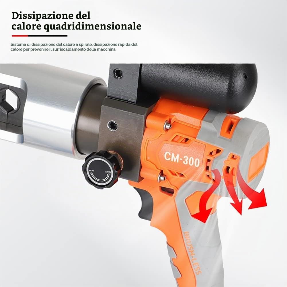 Pinza Crimpatrice Idraulica Elettrica Ricaricabile 16-300 mm² Per Cavi - Terminali in Rame e Alluminio - Alimentata a Batteria