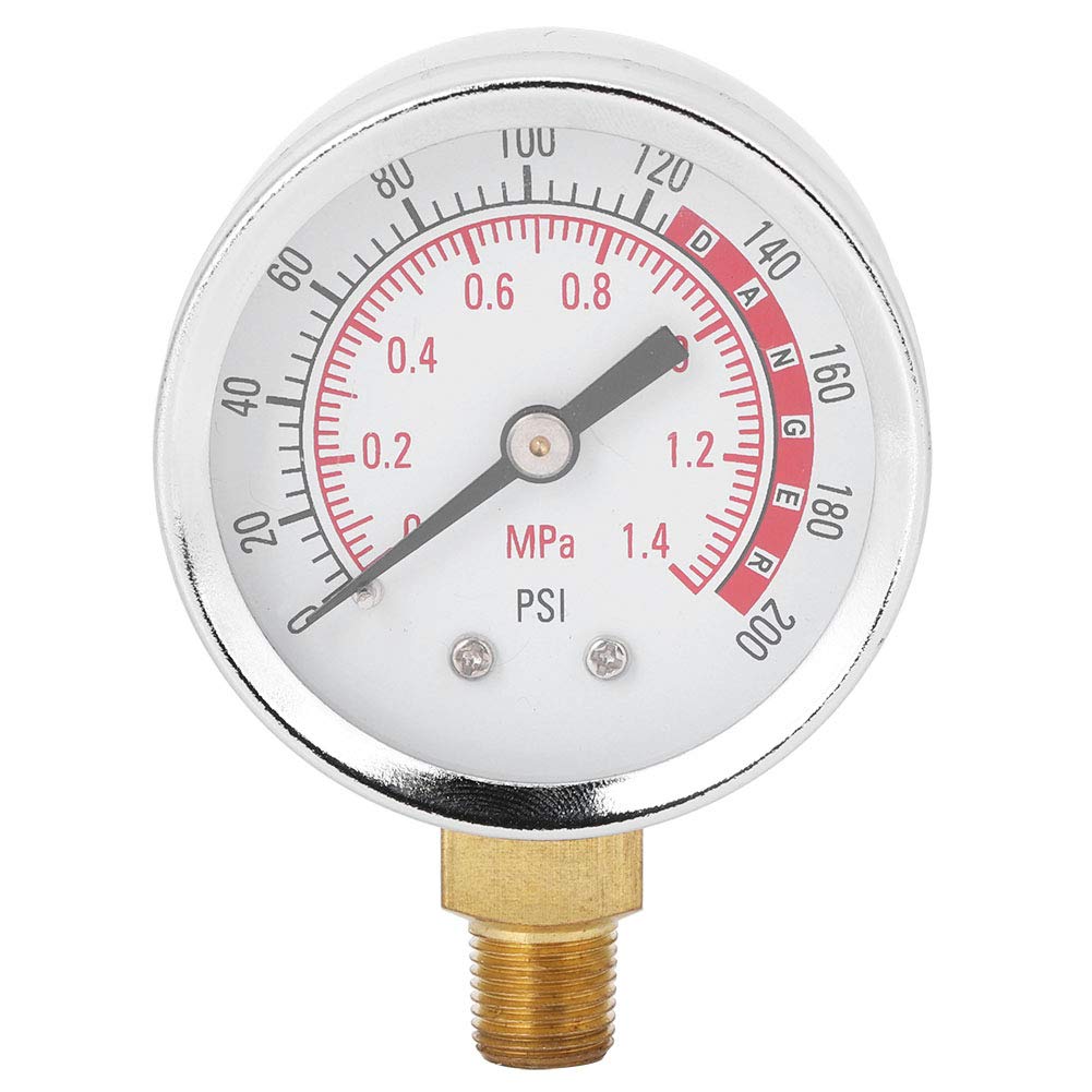 Manometro 0-200PSI, manometro Radiale dell'Aria in Acciaio Inossidabile con connessione Professionale 1/8 NPT, per la misurazione della Pressione Industriale
