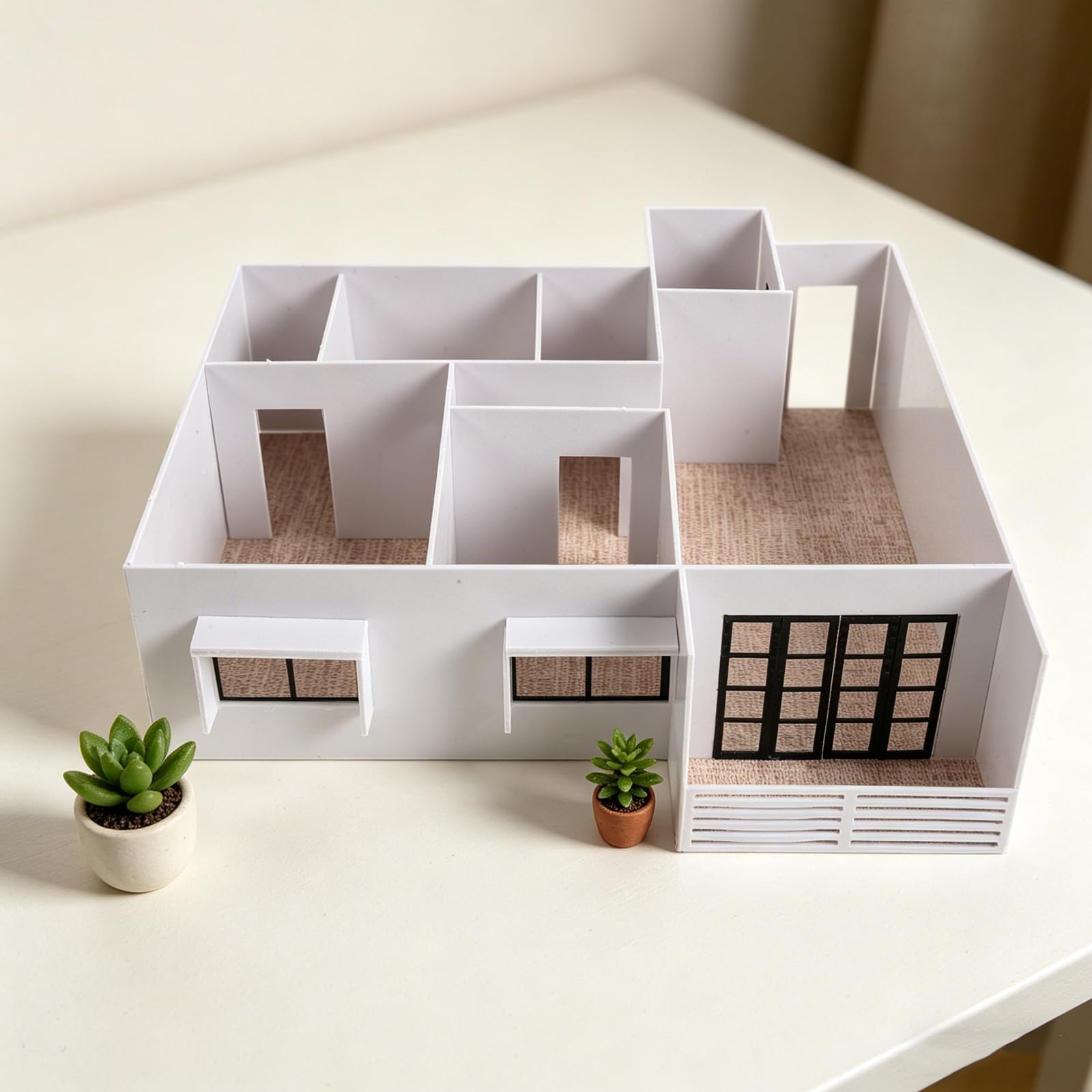 1 Set Maqueta de Edificio 1:50 Casa Residencial Moderna de Pueblo, Arquitectónica Ensamblada para Diorama de Maqueta de Tren (Apartamento Pequeño H)