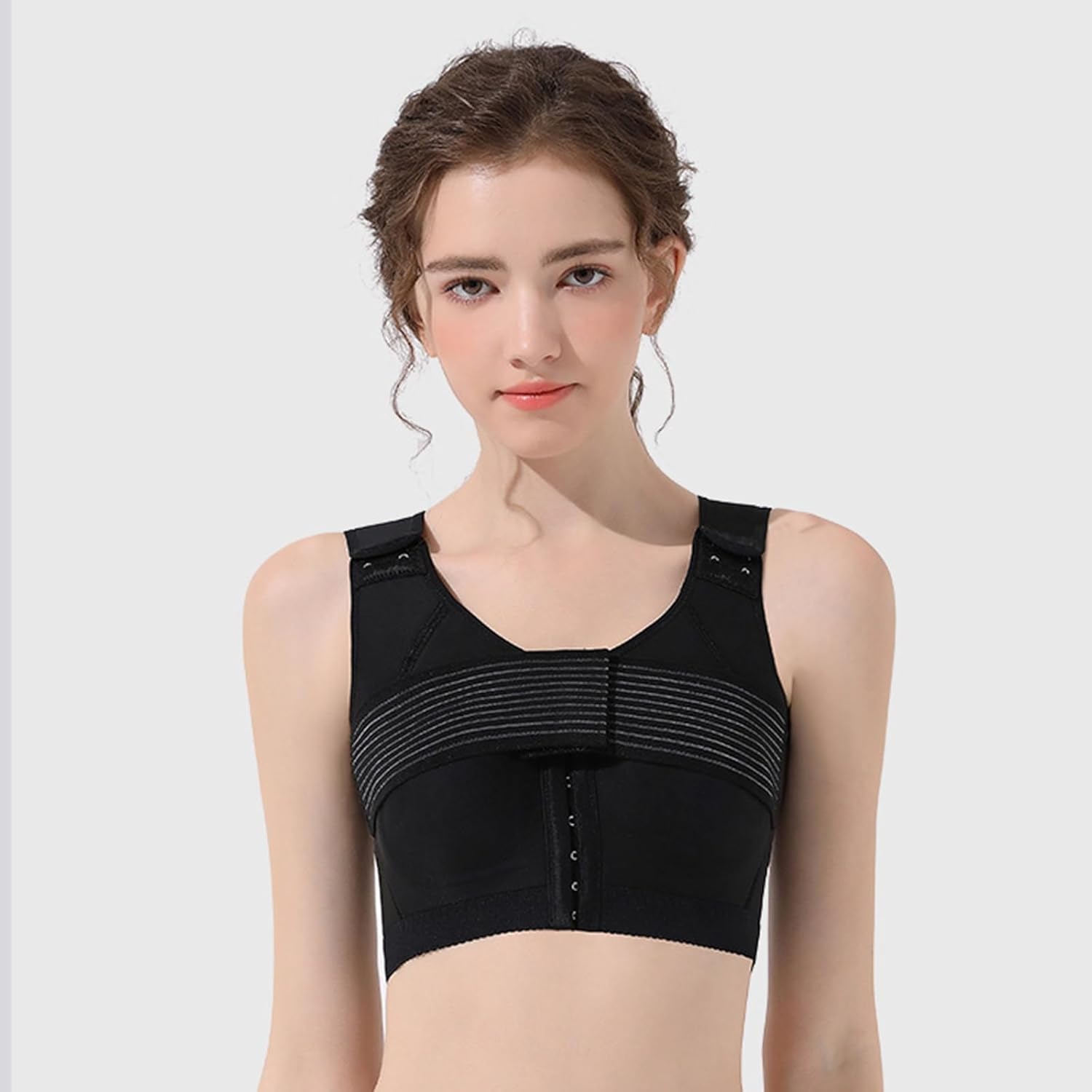 Face Toning Belts Womens' Front Closure Post-Surgery Posture Corrector Bra Shaper Tops with Breast Support Slimmer Vest(Black,Small)
