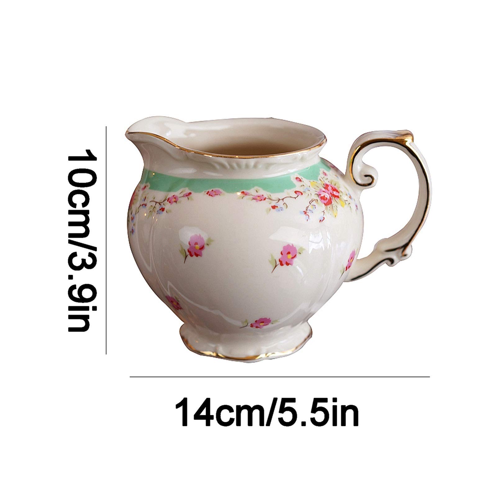 Pichet à café en céramique, pichet à Sauce, pichet à Lait pour Style français, pichet à Sauce d'embellissement à Motif de Fleur de Rose