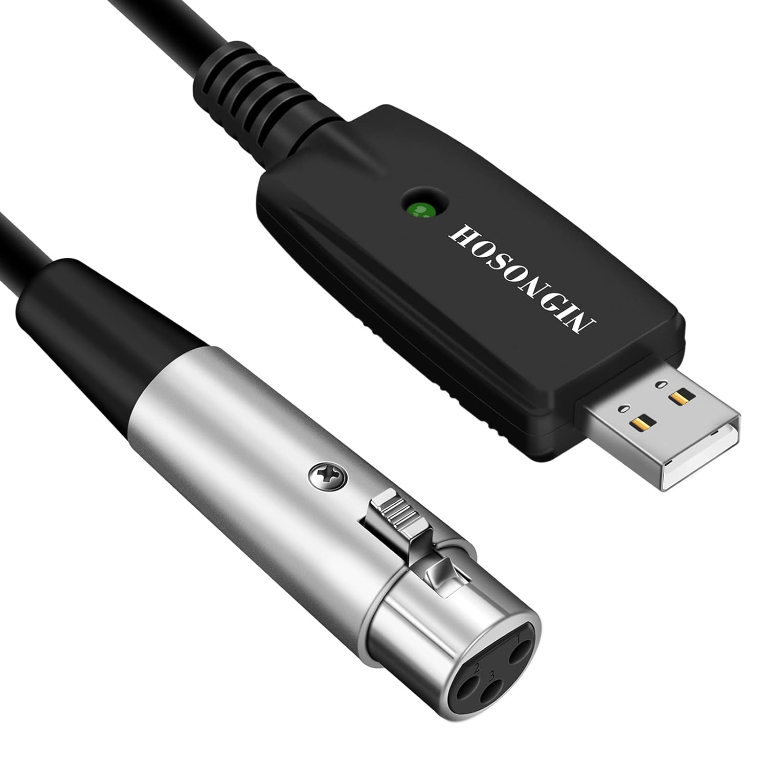 HOSONGIN Cable de micrófono USB de 6.6 pies, USB macho a XLR hembra