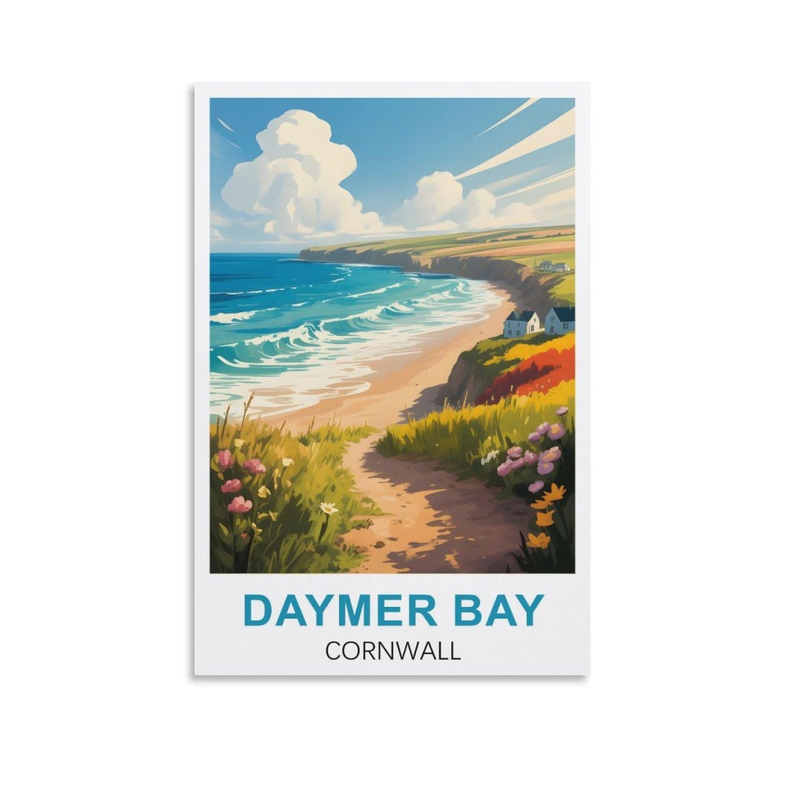 EZMLFA DIY Diamond Painting,Daymer Bay Cornwall 5D Landscape Diamond Painting Kits for Adult, Gem Art Crystal Art Kits for Adults, for Home Wall 40x50cm