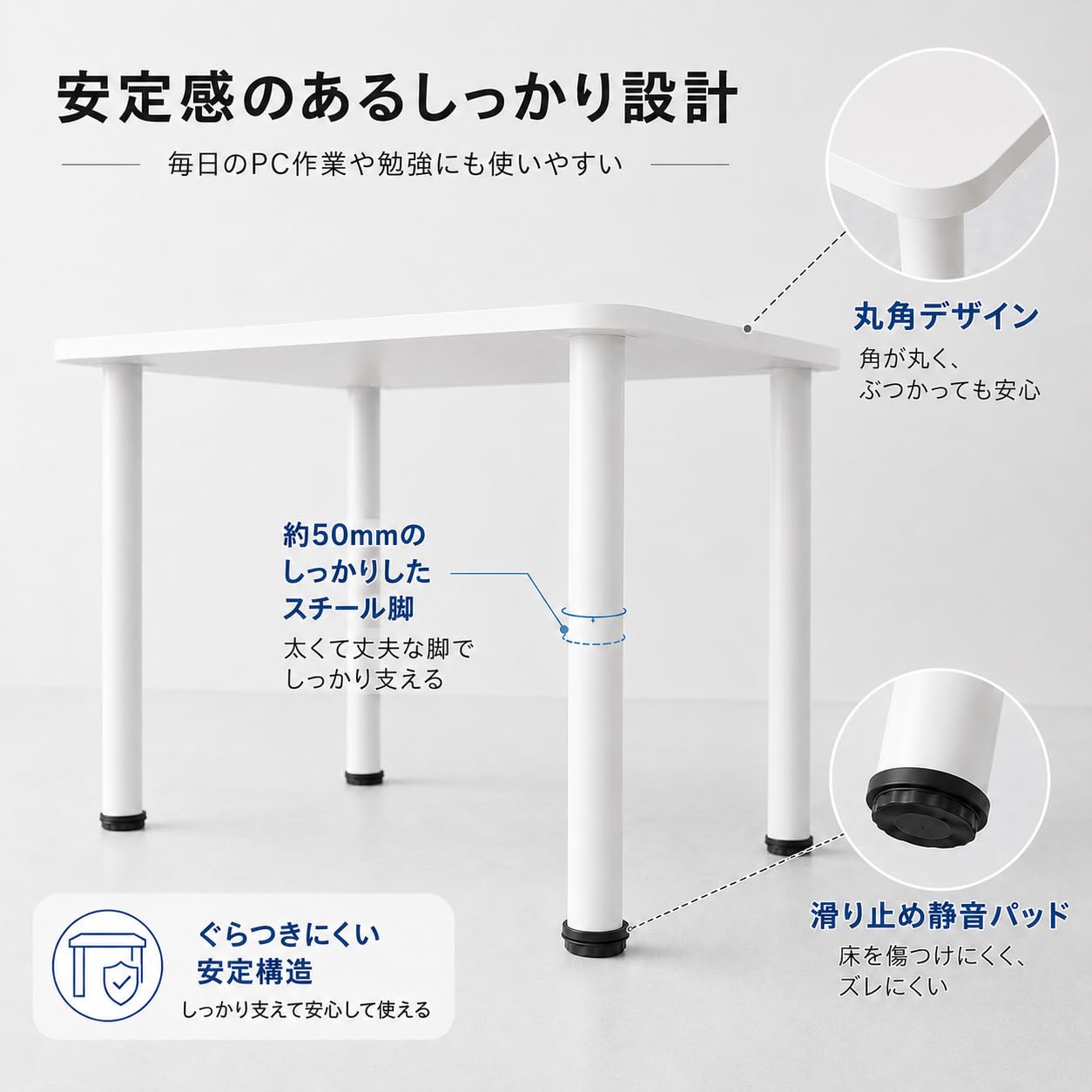 Amazon | BNFZHIMU パソコンデスク 幅120×奥行60×高さ75cm ホワイト PC