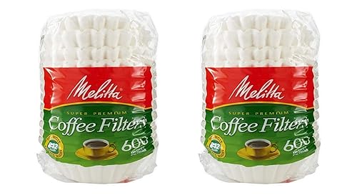Melitta 600 filtros de café, canasta, paquete de 1200, 1200, color blanco