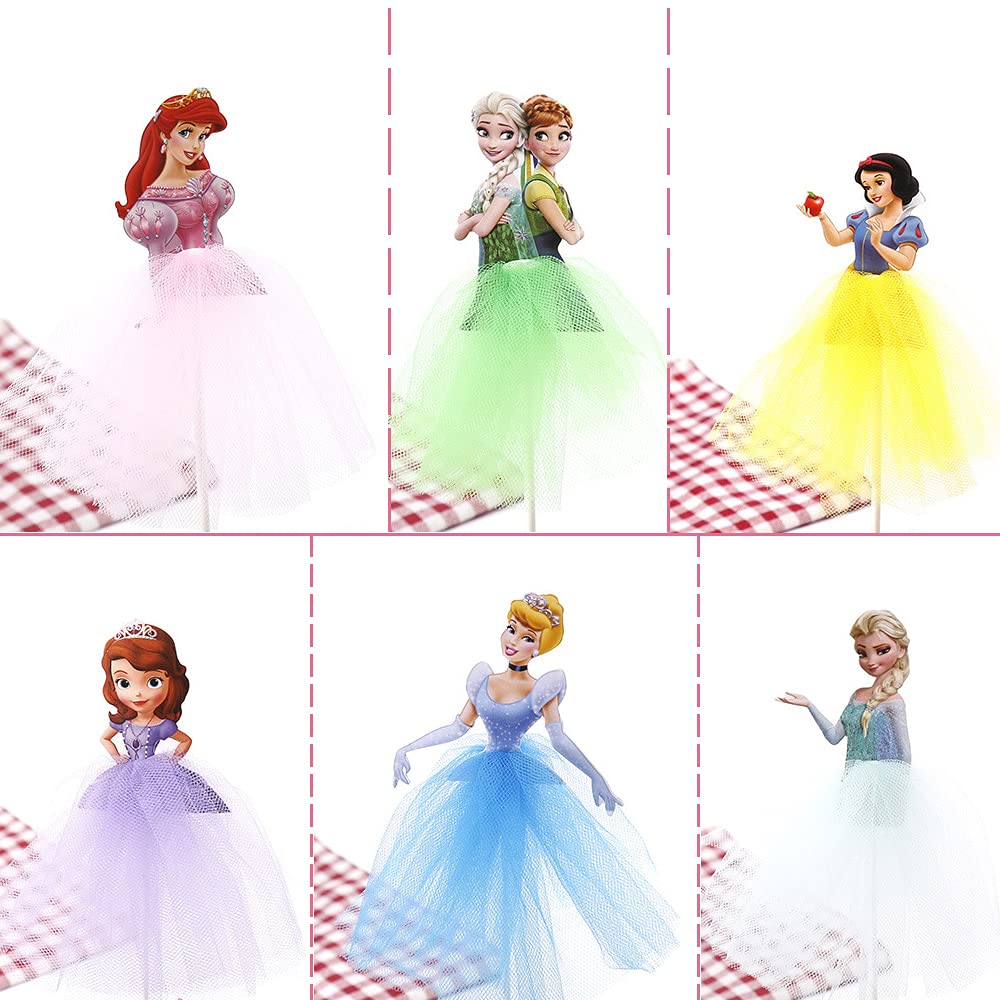 25 Pièces Decoration Gateau Princesse, Thème Princesse Cupcake Toppers, Joyeux Anniversaire Decoration Gateau Princesse, Decorations Gateaux