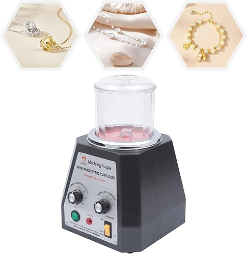 Miniatura 5 de Máquina pulidora de joyas magnética de 3.937 in, 110 V, vaso magnético con barril de pulido y alfileres de bruñido, vaso de joyería ajustable de 4