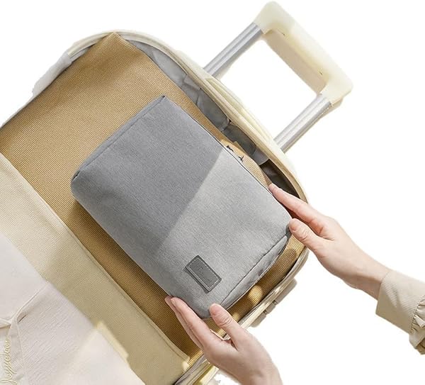 LOYELEY 化粧ポーチ 小物入れ ポーチ メイクポーチ コスメポーチ 防水 薄型 軽い 大容量 化粧品 小物類の収納用 持ち運び 旅行用 化粧品ポーチ (グレー, 22*15*10cm) - 5