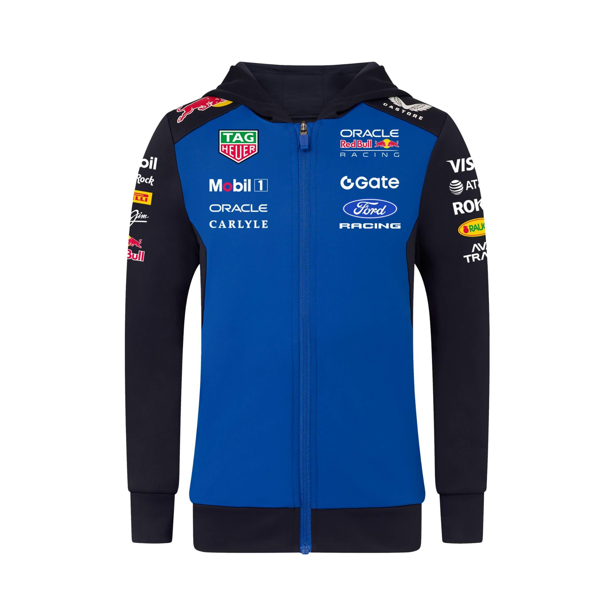 Red Bull ENERGY WEAR Oracle RB Racing Kinder Replica Zip Hoodie Blau | Offizieller Formel 1 Fanartikel - 91% Polyester, 9% Elastan - von - mit durchgehendem Reißverschluss - Kapuze
