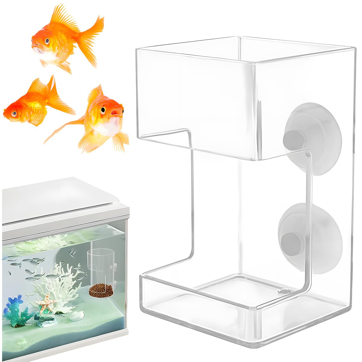Aquarium Fish Feeder Feeding Tray with 2pcs Suction Cup