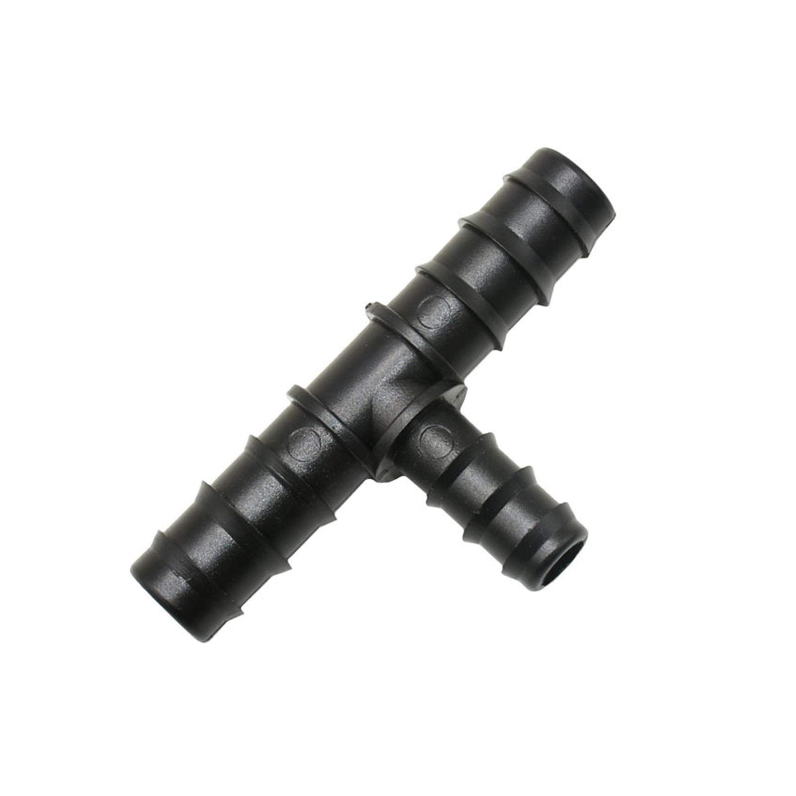 Adaptador de Manguera Doméstica Distribuidor de Manguera de Jardinería de 3/4 "A 1/2" Conector en T Reductor de 3 Vías Conector de Púa en T para Manguera de 20 Mm a 16 Mm 50 Piezas/Negro