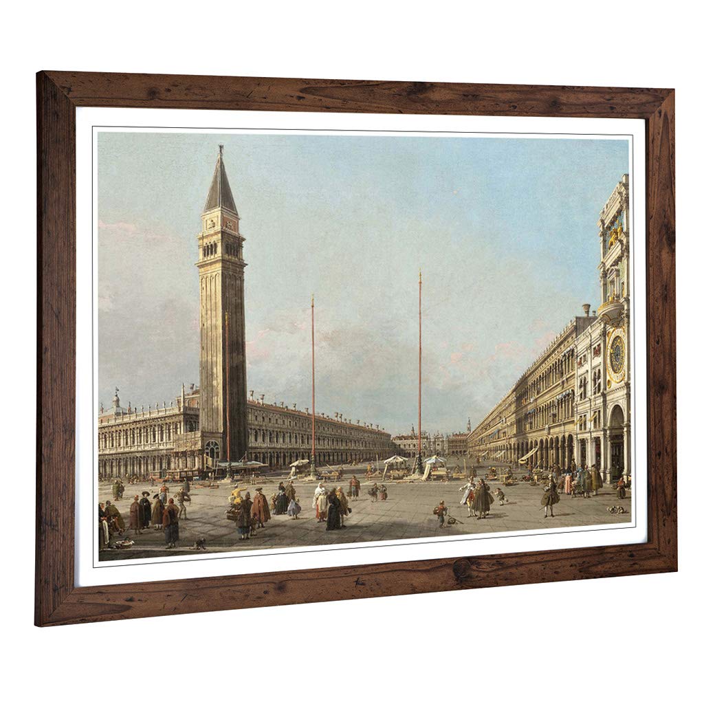Big Box Art Framed Print of Giovanni Canaletto Piaza San Marco Design | Wall Art Picture | Home Decor for Kitchen, Living Room, Bedroom, Hallway, Walnut, A2 / 24.5x18 Inch / 62x45cm