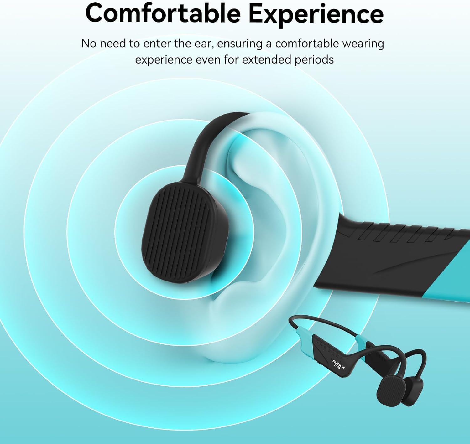 Retekess TT120 Récepteur de Casque de Natation, Casque à Conduction Osseuse pour La Natation, IP68 étanche, 120 M, Système de Communication sous-Marine pour Le Coaching en Temps Réel