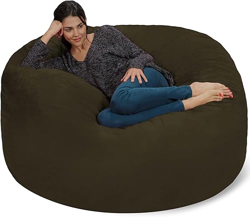 Miniatura 30 de Chill Sack Puf - Sillón gigante de espuma viscoelástica de 5 pies, sofá grande con funda de microfibra suave, color negro ónix Micro Gamuza - Negro