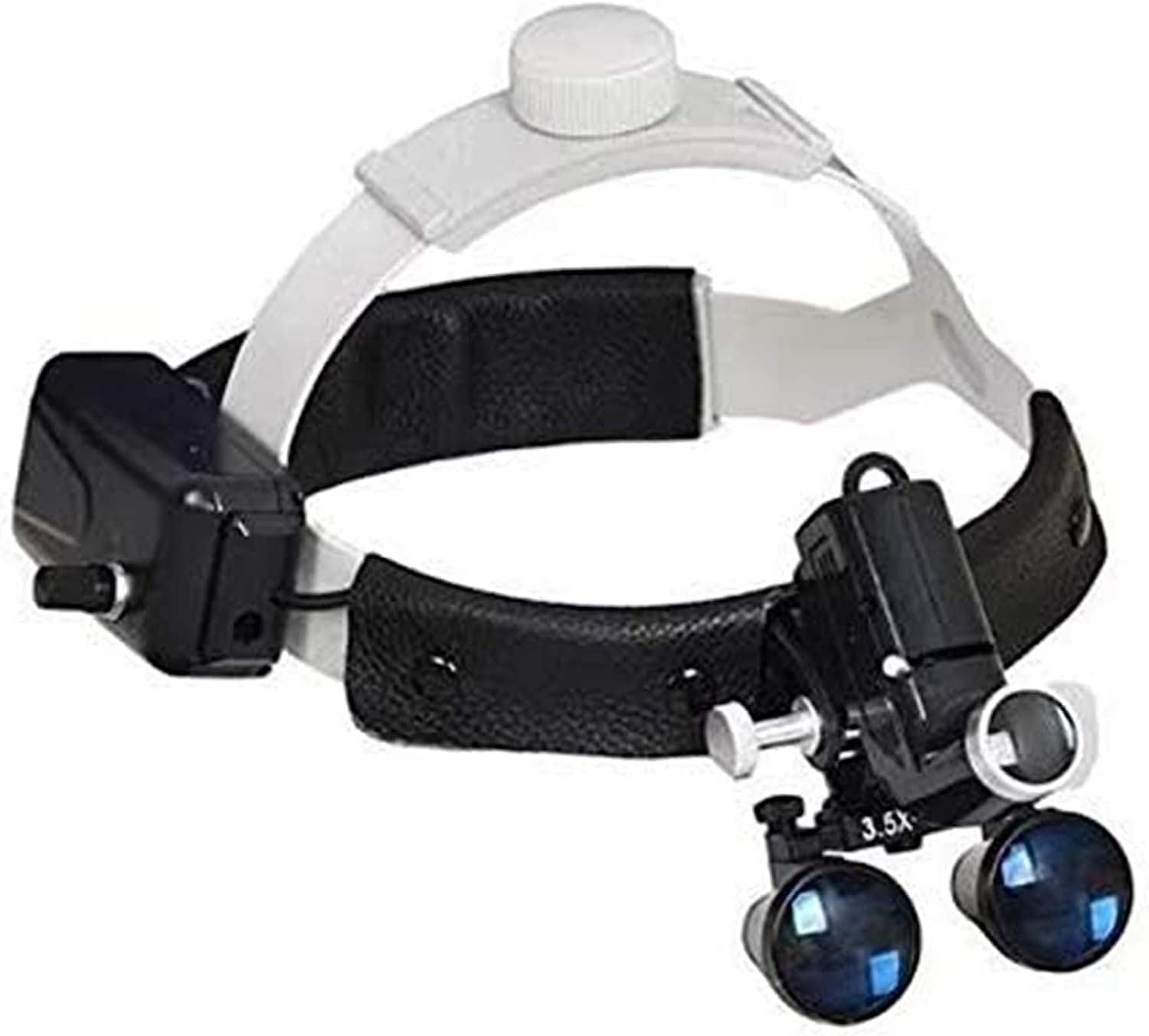 Kopfbandlupe, Handlupe, 3,5-Fache Vergrößerung Mit 5-W-Led-Scheinwerfer, Leder-Kopfbandlupe Mit Licht, Operationslupe