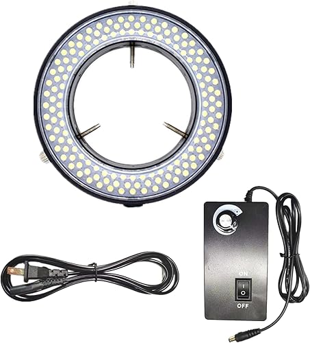 Microscopio 144 luces LED de anillo ajustable, fuente de luz de microscopio para microscopio estéreo de laboratorio, con adaptador de corriente de Microscopio 144 luces LED de anillo ajustable, fuente de luz de microscopio para microscopio estéreo de laboratorio, con adaptador de corriente de