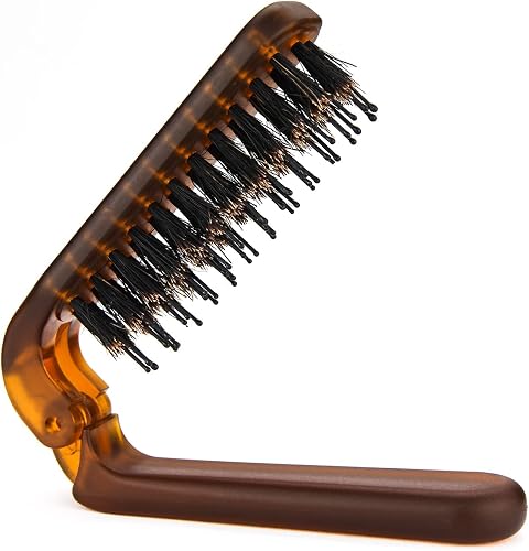 Travel Folding Hair Brush, Mini Boar Bristle Hair Brush for Men Women Kids