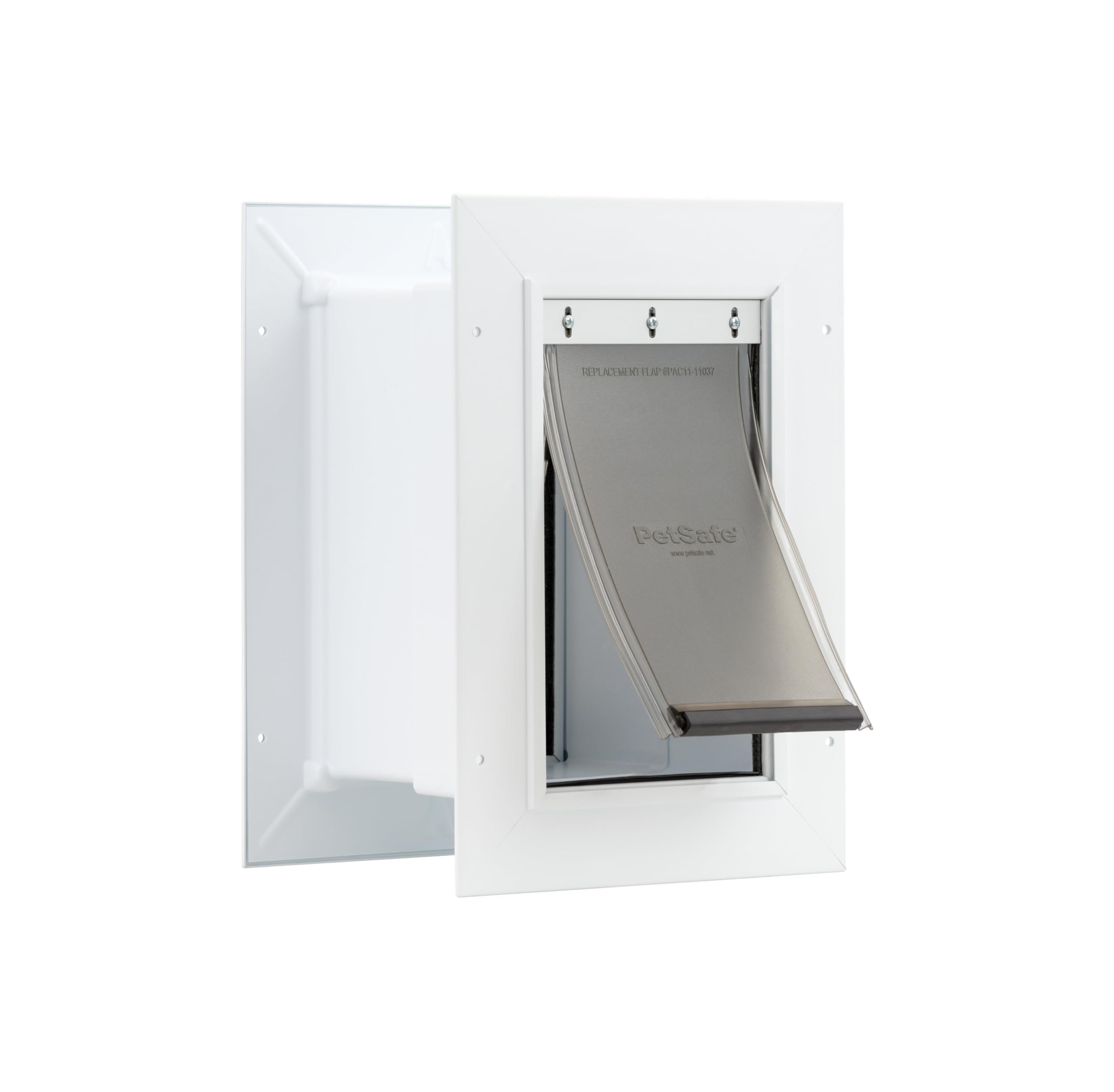 Wall Entry Pet Door - Rust-Free Telescoping Frame - Easy Install for Interior & Exterior Walls 4 3/4" - 7" Thick - Small - for Pets Up to 15 lbs