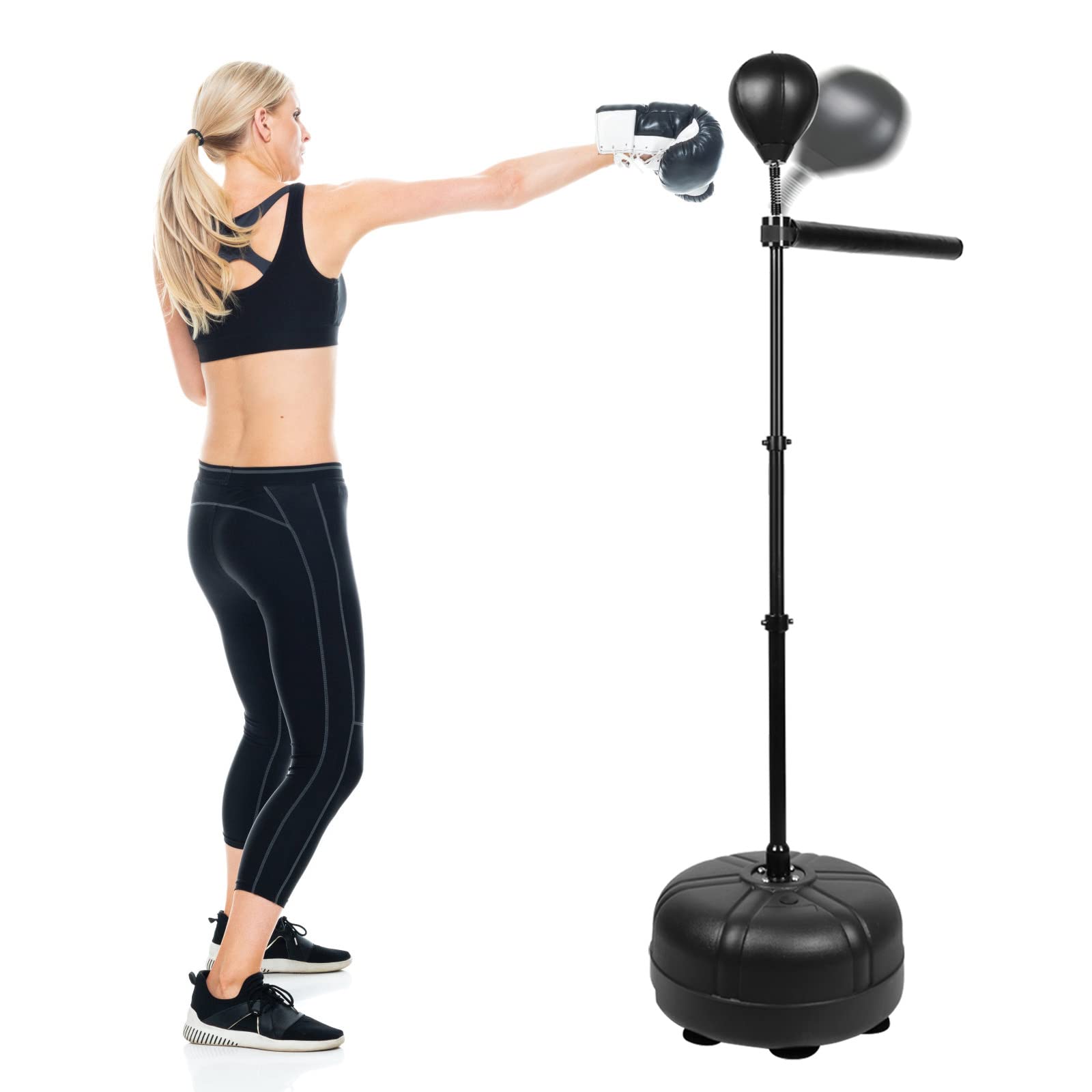 VEOCOREBoxing Bar with Punching Bag, Height Adjustable Boxing Spinning Bar, Freestanding Boxing Bar Boxing Speed Trainer Boxing Equipment for Home Gym