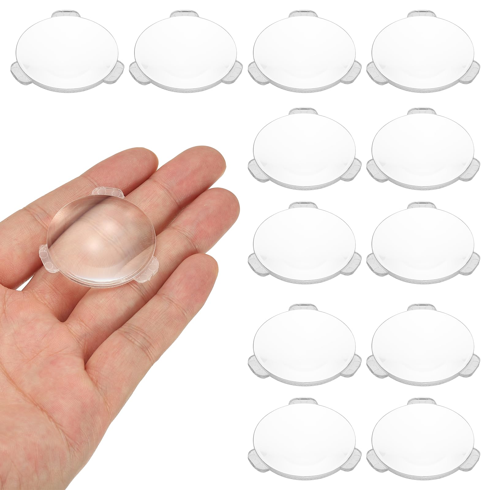 PATIKIL 12 Pack Biconvex Lens, 34mm Dia. 42mm Focal Length Aspheric Optical Lenses Magnifier Paperweight Acrylic Double Convex for DIY Office Desk Home Science Experiment Telescope