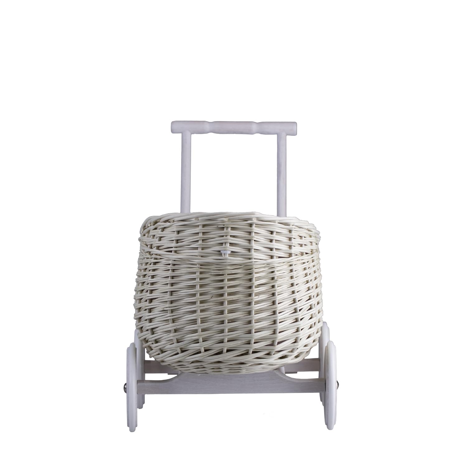 Carrello in vimini, ideale come regalo per ragazzi e ragazze, giocattolo in vimini (crema)