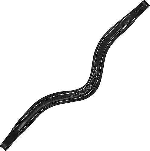 Miniatura 3 de Exion - Correa de piel curvada acolchada cuadrada con costuras elegantes, para caballos, banda ecuestre, tamaño completo, mazorca, encima, poni,